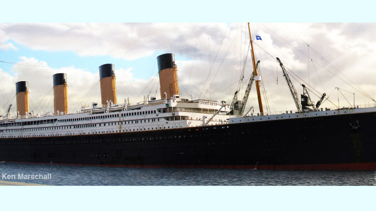 the real titanic ship in color